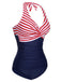 1950s Halter Stripes One-Piece Swimsuit