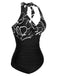 1950s Halter Stripes One-Piece Swimsuit