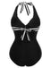 1950s Halter Stripes One-Piece Swimsuit