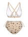 Apricot 1950s Butterfly Mesh Lace-Up Swimsuit