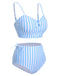 Blue 1950s Striped Heart Button Swimsuit