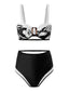 1940s Floral Contrast Patchwork Strap Swimsuit