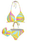 1970s Colorful Halter Bikini Set & Cover-Up