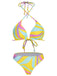 1970s Colorful Halter Bikini Set & Cover-Up