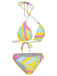 1970s Colorful Halter Bikini Set & Cover-Up