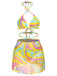 1970s Colorful Halter Bikini Set & Cover-Up
