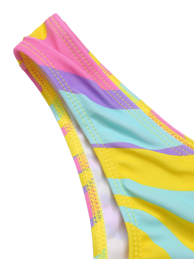 1970s Colorful Halter Bikini Set & Cover-Up