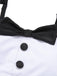 Black 1960s Tuxedo Ruffle Strap Swimsuit