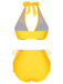 Yellow 1970s Lace-Up Halter Bikini Set