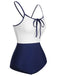 1950s Color Contrast BowKnot Strap Swimsuit