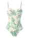 1960s Ink Floral Spaghetti Strap One-Piece Swimsuit