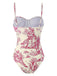 1960s Ink Floral Spaghetti Strap One-Piece Swimsuit