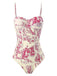 1960s Ink Floral Spaghetti Strap One-Piece Swimsuit