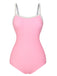Pink & White 1950s U-Back Strap Swimsuit
