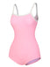 Pink & White 1950s U-Back Strap Swimsuit