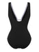 Black 1950s Deep V-Neck Waist Tie Swimsuit