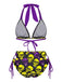 Multicolor 1950s Skull Halter Swimsuit
