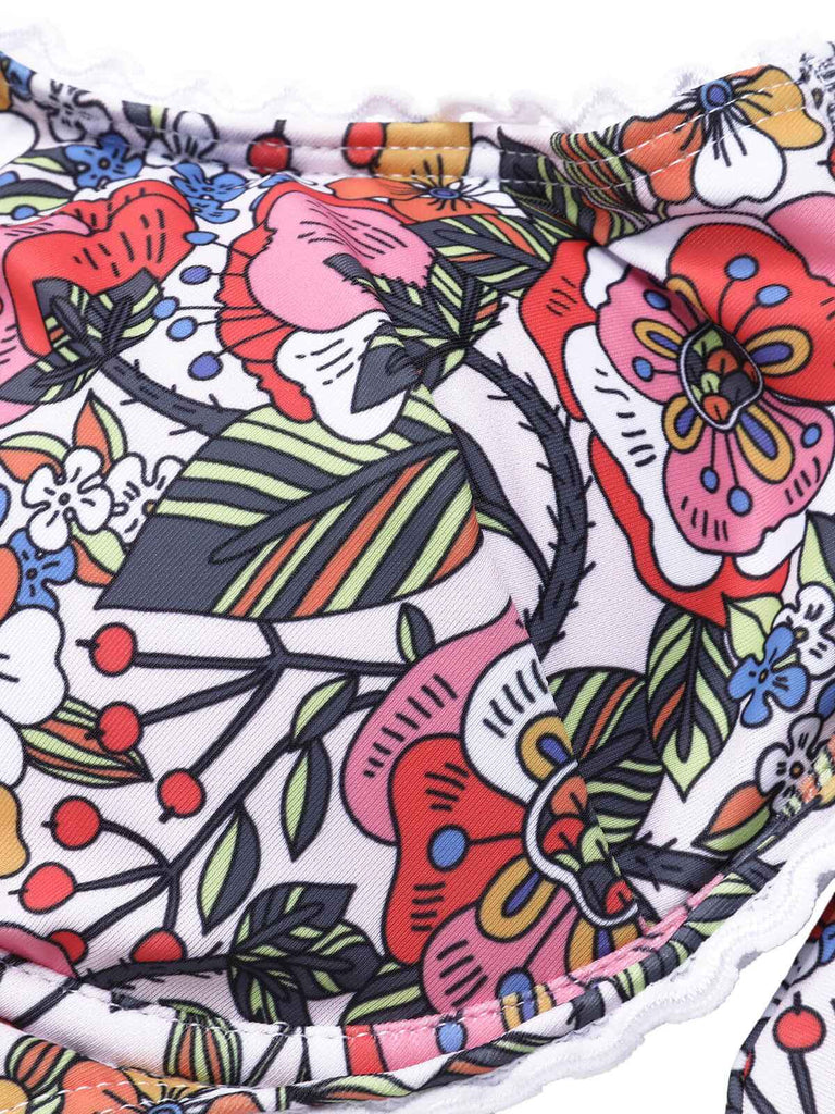 1970s Hippie Floral Wide Strap Swimsuit