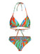 1970s Colorful Swimsuit & Drawstring Skirt Cover Up