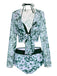 Green 1950s Halter Plants Print Swimsuit & Cover-Up
