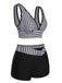 Black 1950s Stripe Binding V-Neck Swimsuit