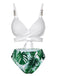 White & Green 1950s Tropical Swimsuit With Cover-Up