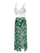 White & Green 1950s Tropical Swimsuit With Cover-Up
