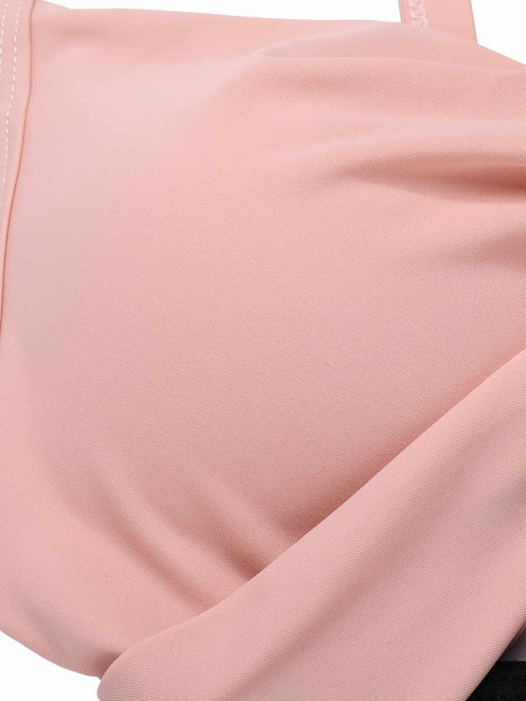 Black 1940s Hollow Waist Patchwork Swimsuit