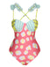Multicolor 1950s Cartoon Patchwork Swimsuit