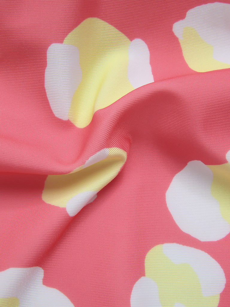 Multicolor 1950s Cartoon Patchwork Swimsuit