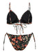 1950s Floral Lace-Up Spaghetti Strap Bikini Set