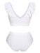 White 1950s Ruffles Solid Swimsuit