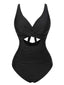 Black 1950s Strap Hollow One-Piece Swimsuit