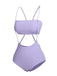 Purple 1950s Spaghetti Strap Bandeau Swimsuit