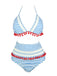 1970s Fur Ball Pendant Tassel Striped Swimsuit