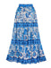 2PCS Blue 1950s One-Shoulder Print Swimsuit & Cover-Up