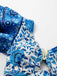 2PCS Blue 1950s One-Shoulder Print Swimsuit & Cover-Up