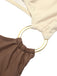 Brown 1930s Metal Button One-Shoulder Swimsuit
