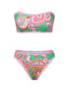 Green 1970s Hippie Print Bandeau Bikini