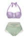 Lavender 1970s Mermaid Shell Halter Bikini Set
