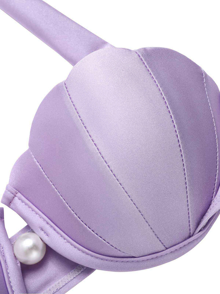 Lavender 1970s Mermaid Shell Halter Bikini Set
