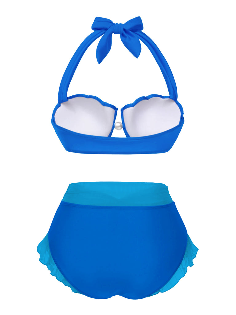 Lavender 1970s Mermaid Shell Halter Bikini Set