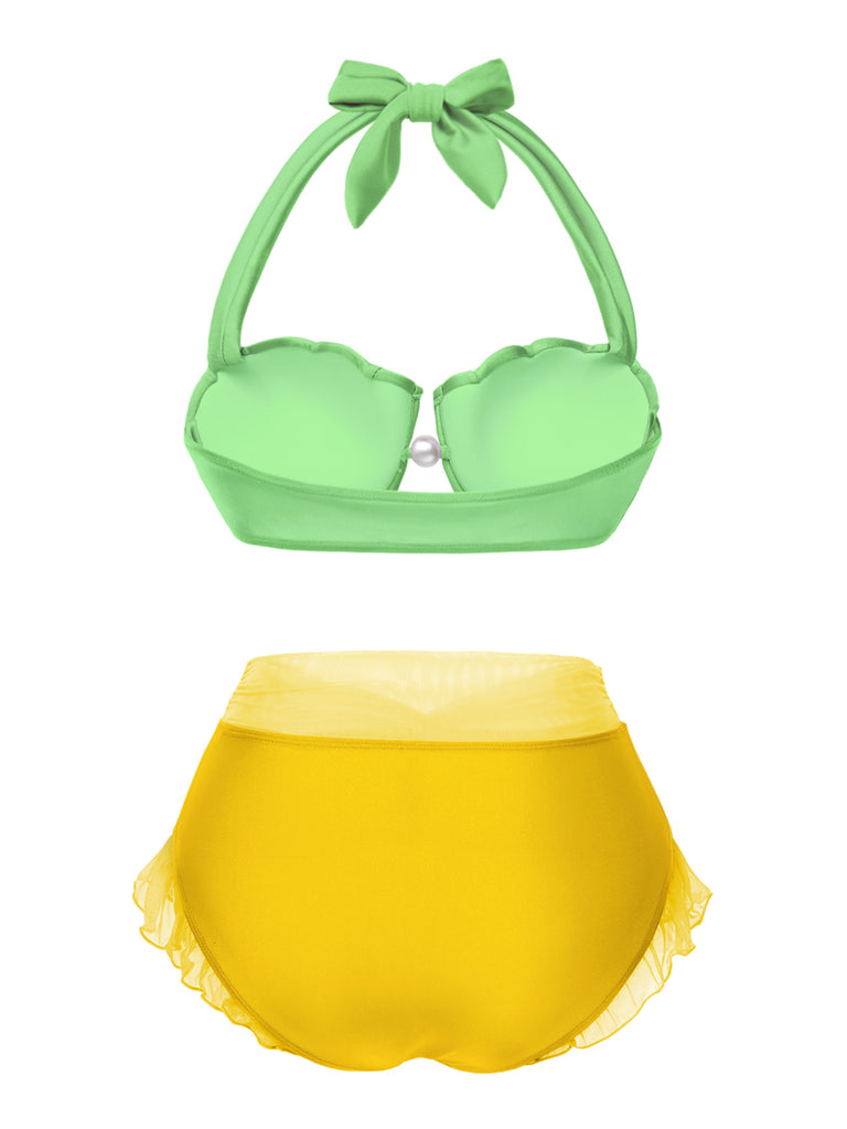 Lavender 1970s Mermaid Shell Halter Bikini Set