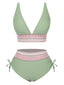 1970s V-Neck Patchwork High-Waist Bikini