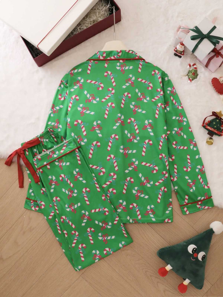 1950s Christmas Candy Cane Pajama Set
