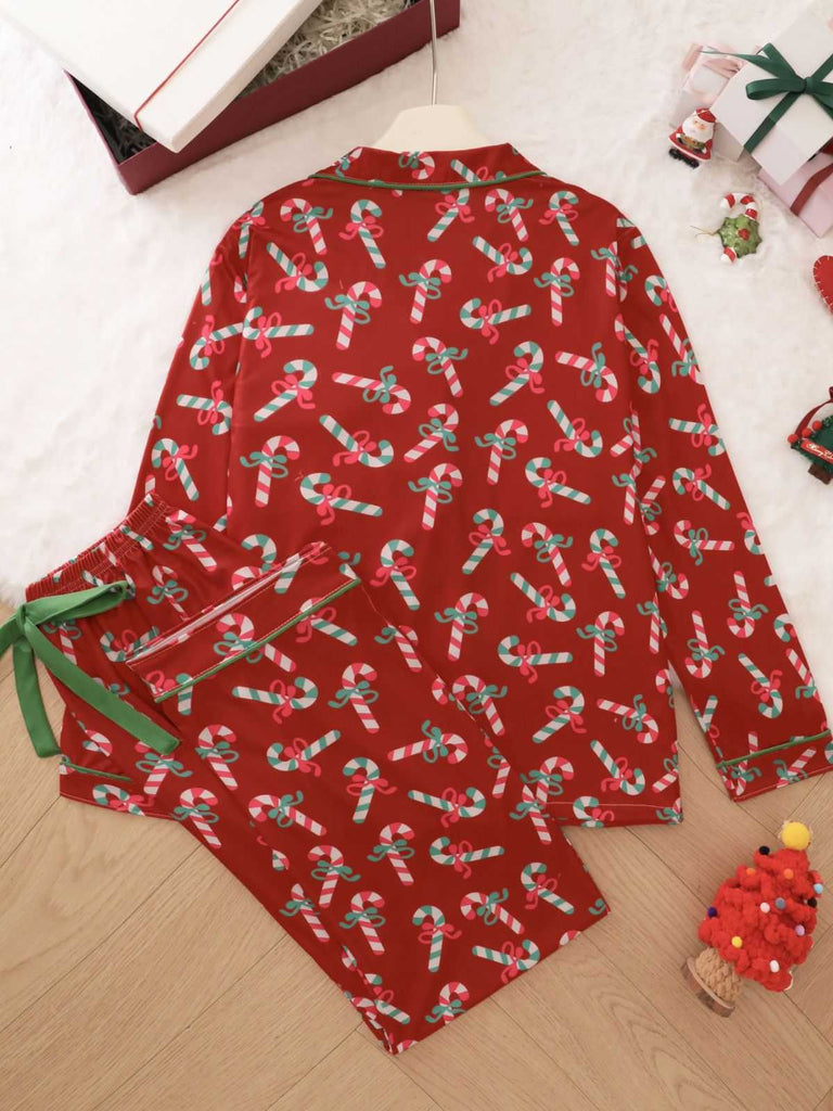 1950s Christmas Candy Cane Pajama Set