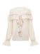 1970s Boho Cascading Ruffles Solid Blouse