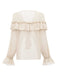 1970s Boho Cascading Ruffles Solid Blouse
