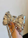 Metallic Bow Beaded Chain Bag