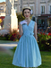 Mint Green 1950s Striped V-Neck Dress